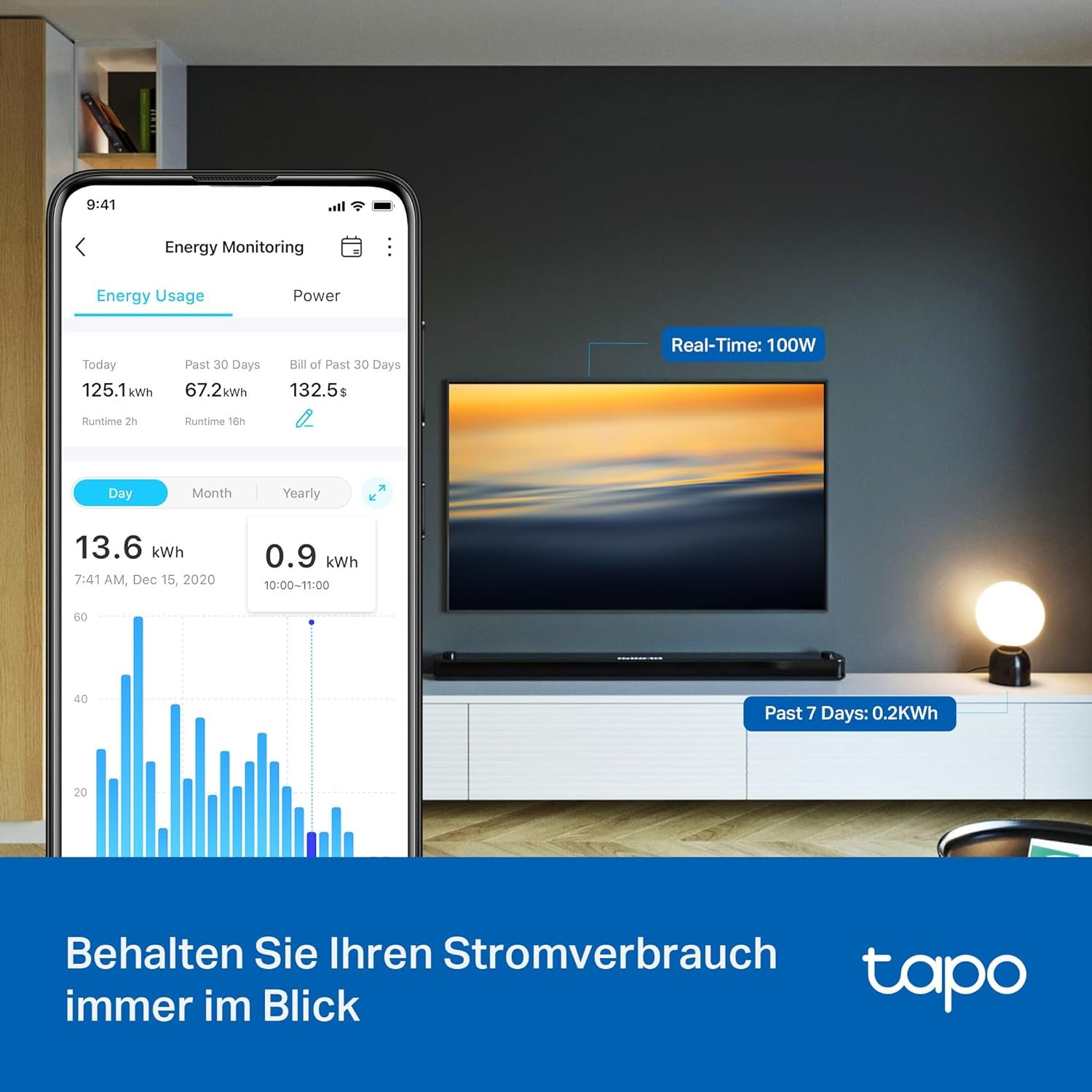 TP-Link Tapo Smart Wlan Steckdose Tapo P110 MIT Energieverbrauchsmesser, Smart Home Alexa Steckdose, FunktionTerert MIT Alexa, Google Home, Sprachsteuerung, Fernzuf, Mini, 4 Pack – Bild 2