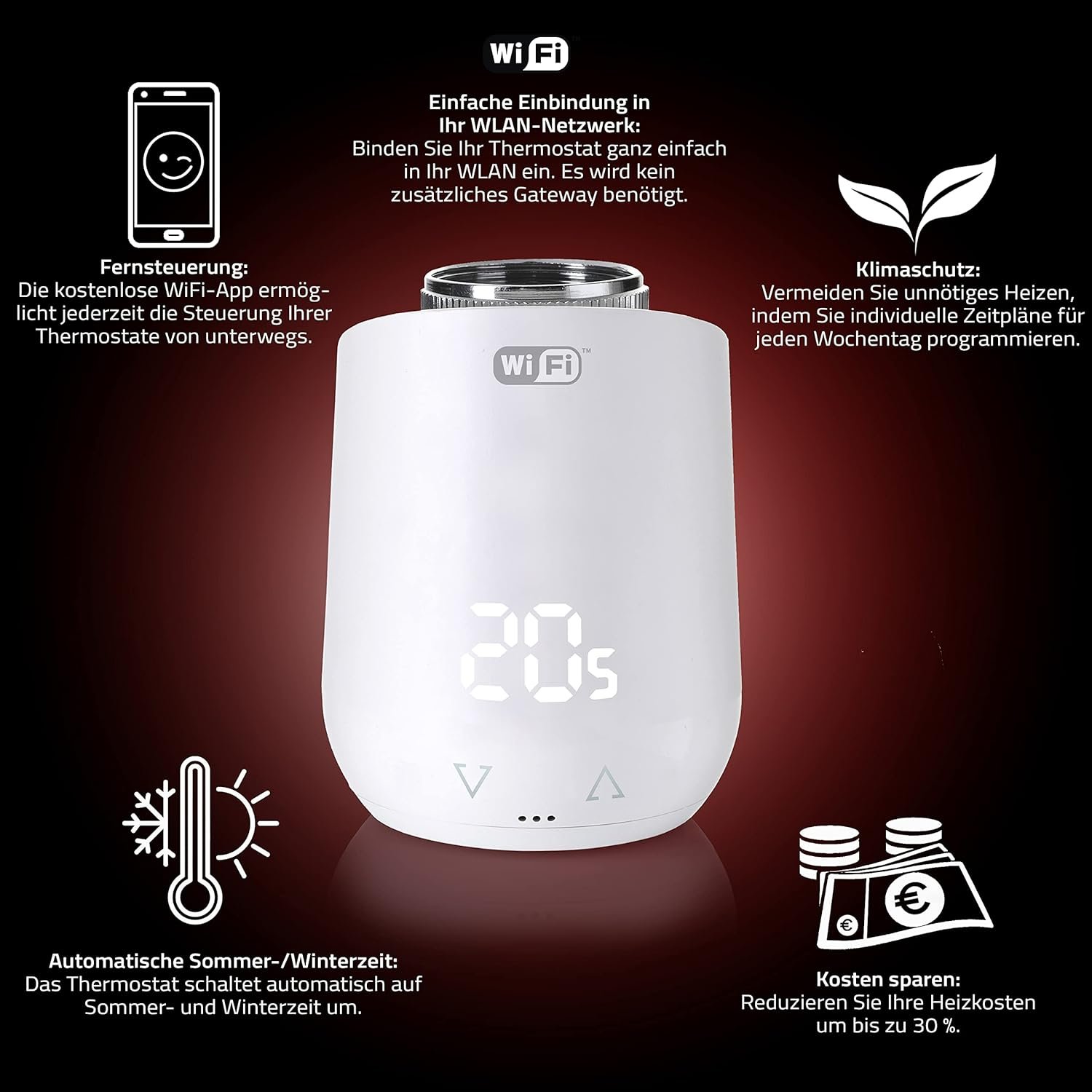 Eurotronic 700200 Comet WiFi 2021 Heizkörperthermostat (Hienen pro Wlan, MIT Alexa Kompatibel, Thermostat zur Regulation Deraumtemperatur von Unterwegs, Smart Home Zubehör Zum Sparen Von Heizkosten) – Bild 3