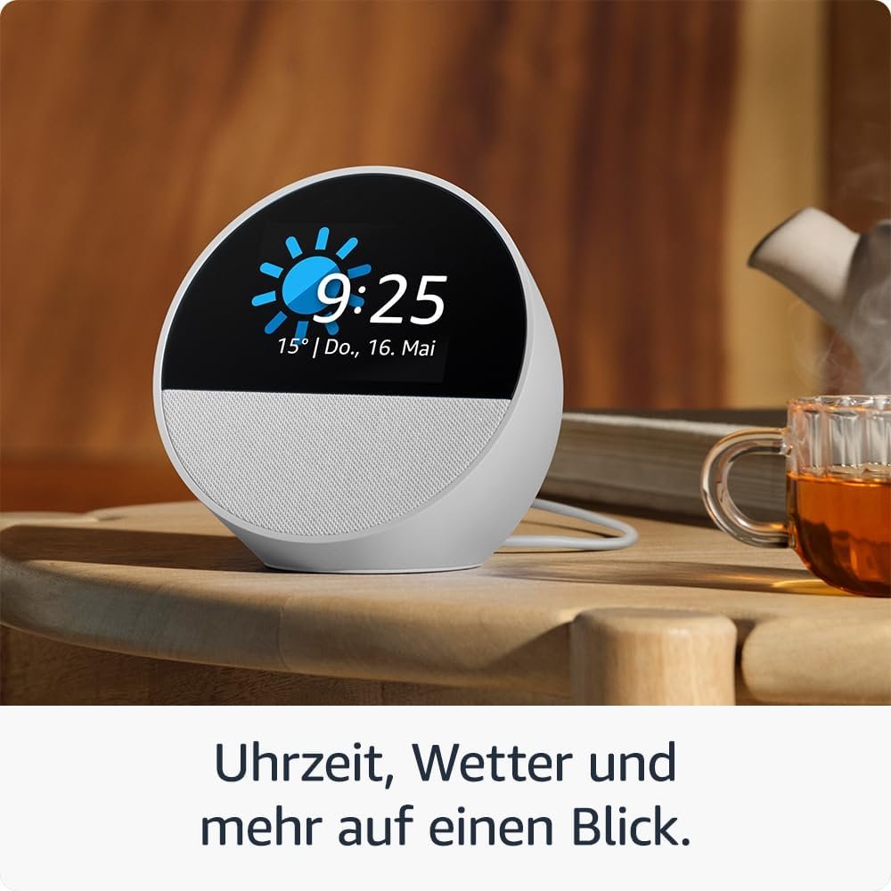 Amazon Echo Spot (2024), intelligenter Wecker mit Sattem Klang und Alexa, Blau – Bild 3