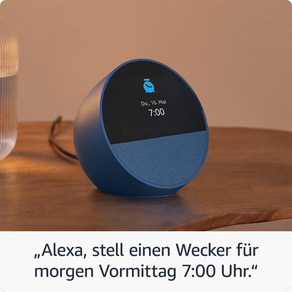 Amazon Echo Spot (2024), intelligenter Wecker mit Sattem Klang und Alexa, Blau – Bild 5