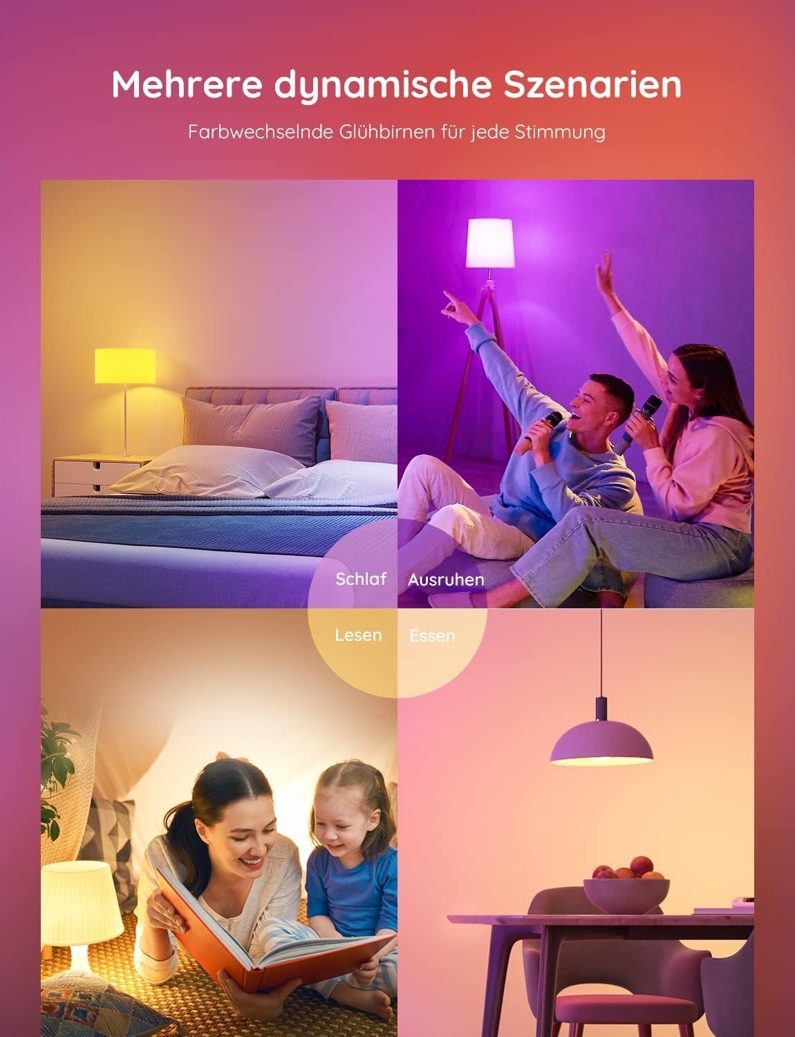 Govee Smart Glühbirne E27, Wlan Lampe Rgbww Dimmbare Mit 16 Milles Farben, Smart Bulb Muiksync, 54 Szenen, App und Sprachsteuerung, LED Lampe Funktionierer Mit Alexa Google Assistent, 1 Stücker – Bild 4