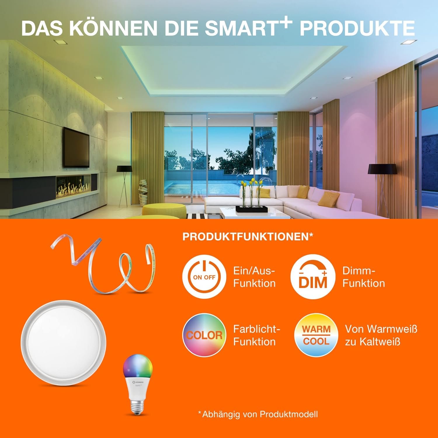 Ledvance Smarte LED-Lampe MIT WiFi Technologie, Sockel E27, Dimmbar, Warmweiß (2700 K), Ersetzt Glückampen MIT 100 W, Smart+ WiFi Classic Dimmable, 1ER-Pack – Bild 6