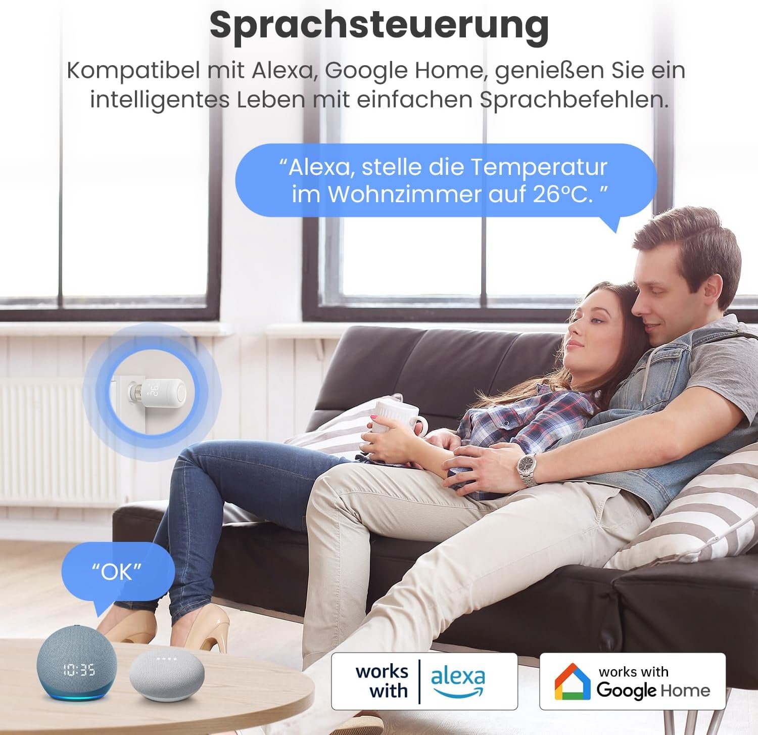 Avatto Wlan Heizkörperthermostat, Smart Thermostat Heizung, Programmierbar Heizungshermostat Unterstützen Alexa, Google Home Sprachsteuerung und Smart Life App Fernbedienung (Kein Gateway Erforderlich) – Bild 4
