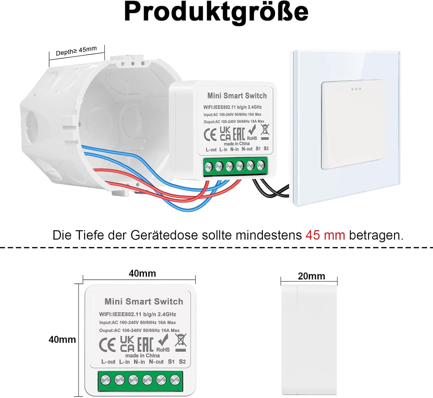 4 PCs Cnbingo Smart Lichtschalter Modul 1 WEG/2 WEGE, MINI DIY WLAN SCHAGER PASST PASSTER INDERN WANDSCHAGER, Smart Switch Kompatibel MIT Alexa Echo, Google Home, Smart Life, Neutralleiter Erforderlich – Bild 2