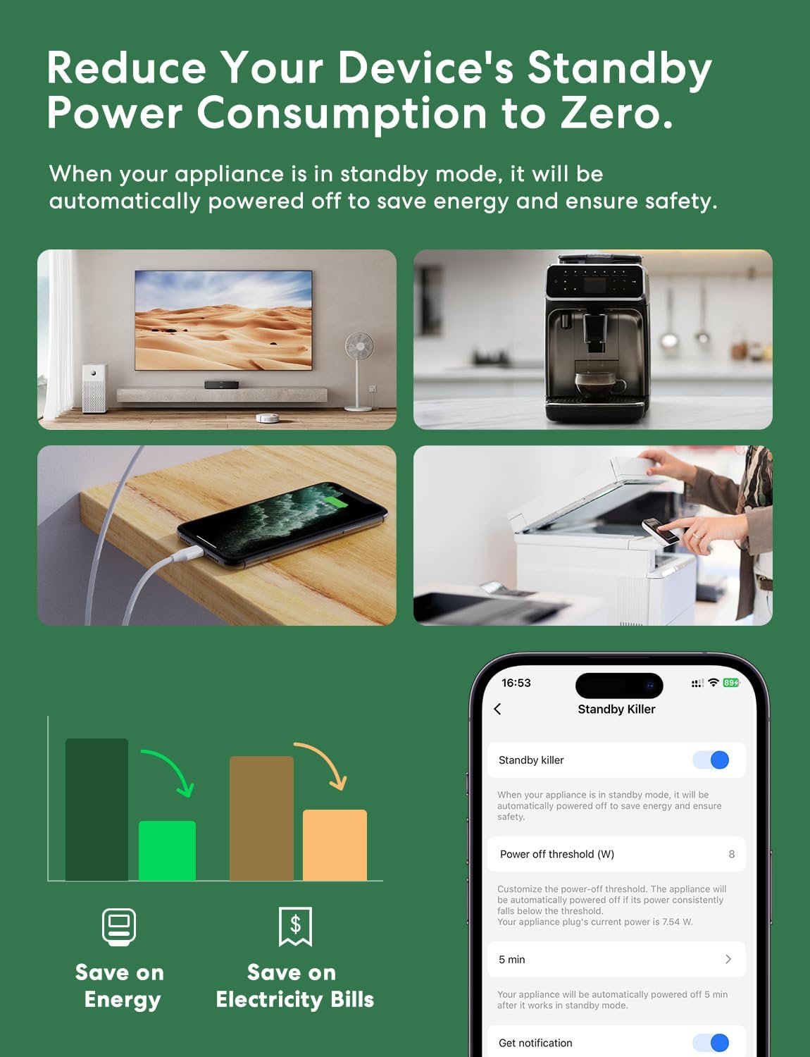 Meross Matter Smart steckdose mit stromverbrauch, wlan steckdosen mit stromzähler, funktionert Mit Sprachsteuerung, Fernzuf, Apple Home, Alexa und Google, 16a 4 Stückke – Bild 4