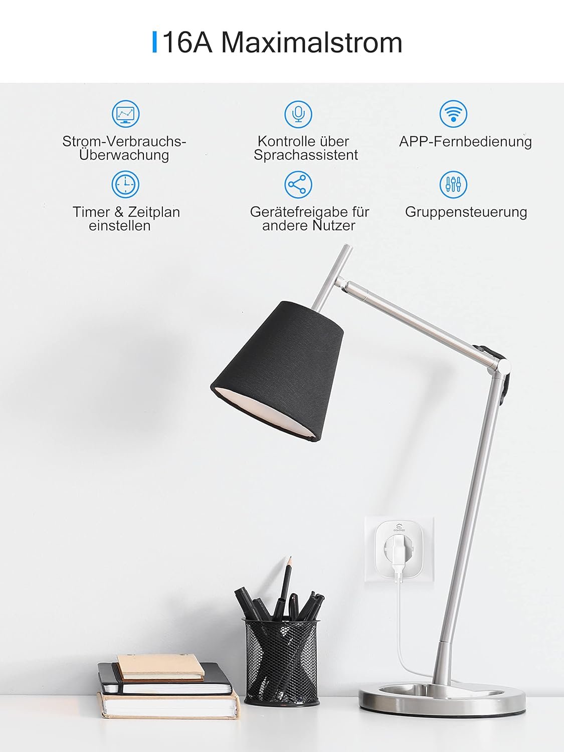 Wlan Smart Steckdose MIT Strommessung, Alexa Steckdose 2er Pack, Smart Home Wifi Steckdose, Alexa Zuubehör, Zeitplan, Fernzuf, FunktionIert Mit Alexa, Google Home, Smartthings, Nur 2,4-G-Wlan, 16a – Bild 2