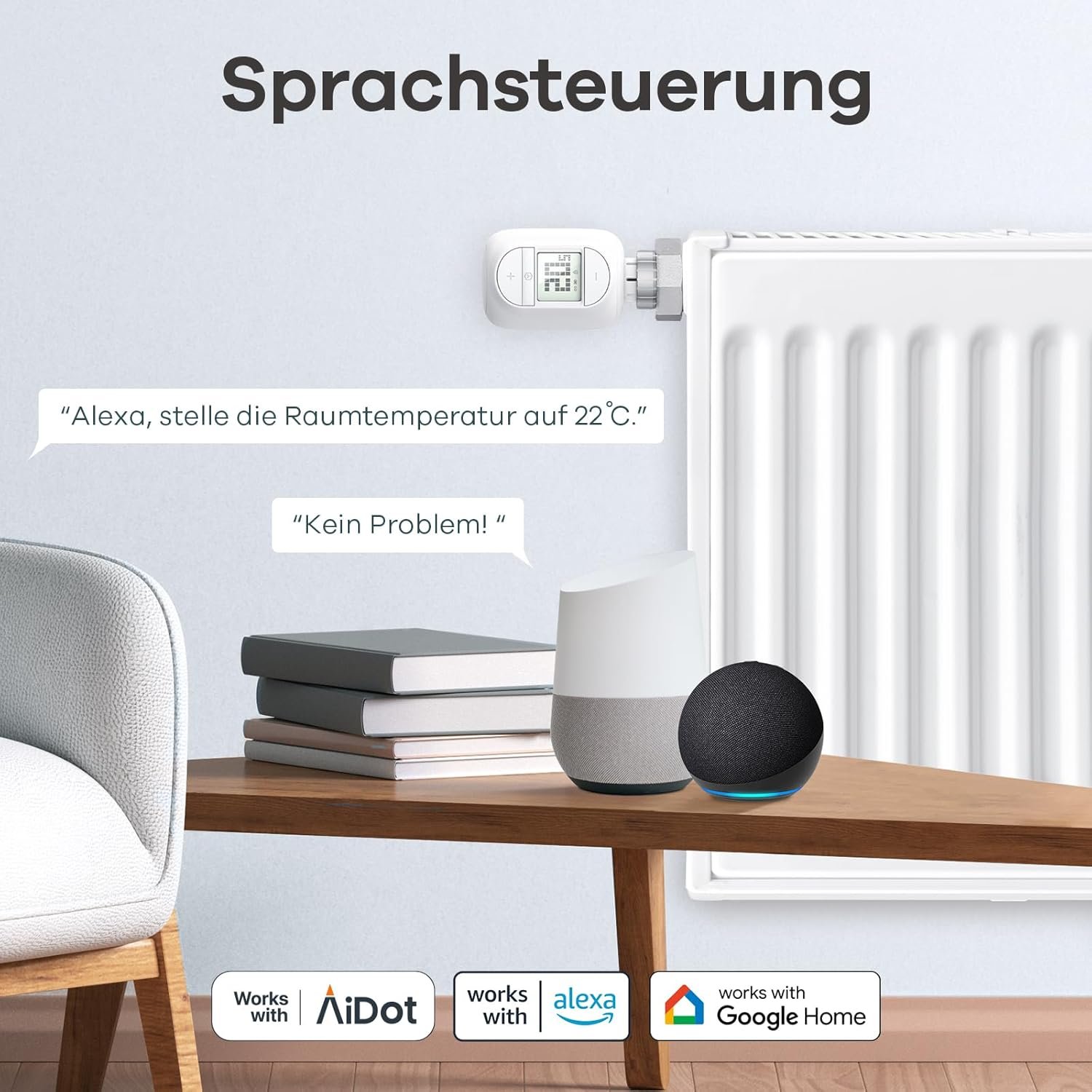 Linkind Smart HeizungSthermostat Starter Kit, Wifi Heizkörperthermostat MIT Hub, App Programmierbar Thermostat Heizung, Zeitplan, Fern/Sprachsteuerung, Kompatibel Mit Alexa/Google Assistant, M30*1,5mm – Bild 4