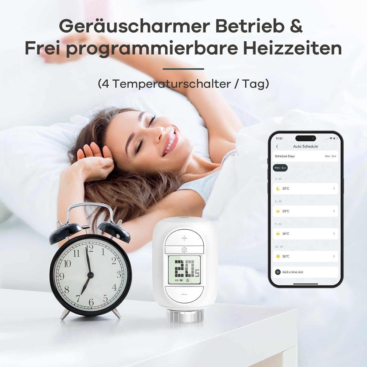 Linkind Smart HeizungSthermostat Starter Kit, Wifi Heizkörperthermostat MIT Hub, App Programmierbar Thermostat Heizung, Zeitplan, Fern/Sprachsteuerung, Kompatibel Mit Alexa/Google Assistant, M30*1,5mm – Bild 6