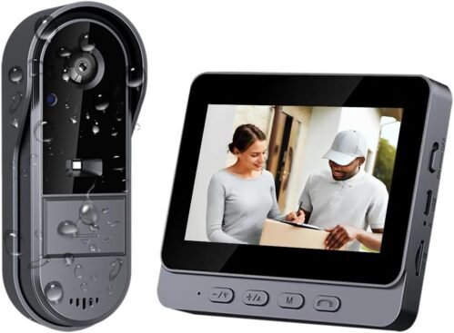 Kabellose türklingel mit 1080p-kamera, 4,3 zoll ips bildschirmcirm Kabellose Video-türspechanklage 170 ° betrachtungswinkel Bluetooth Video Gegenspechanlage für die Familie Heimvideo-Türklingel Kein Wlan