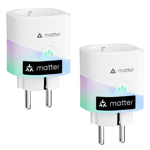 Meross Matter Smart steckdosen mit stromverbrauch, wlan steckdosen mit stromzähler für balkonkraftwerk, funktionert Apple Homekit, Alexa und Google, 16A, 2 Stückke
