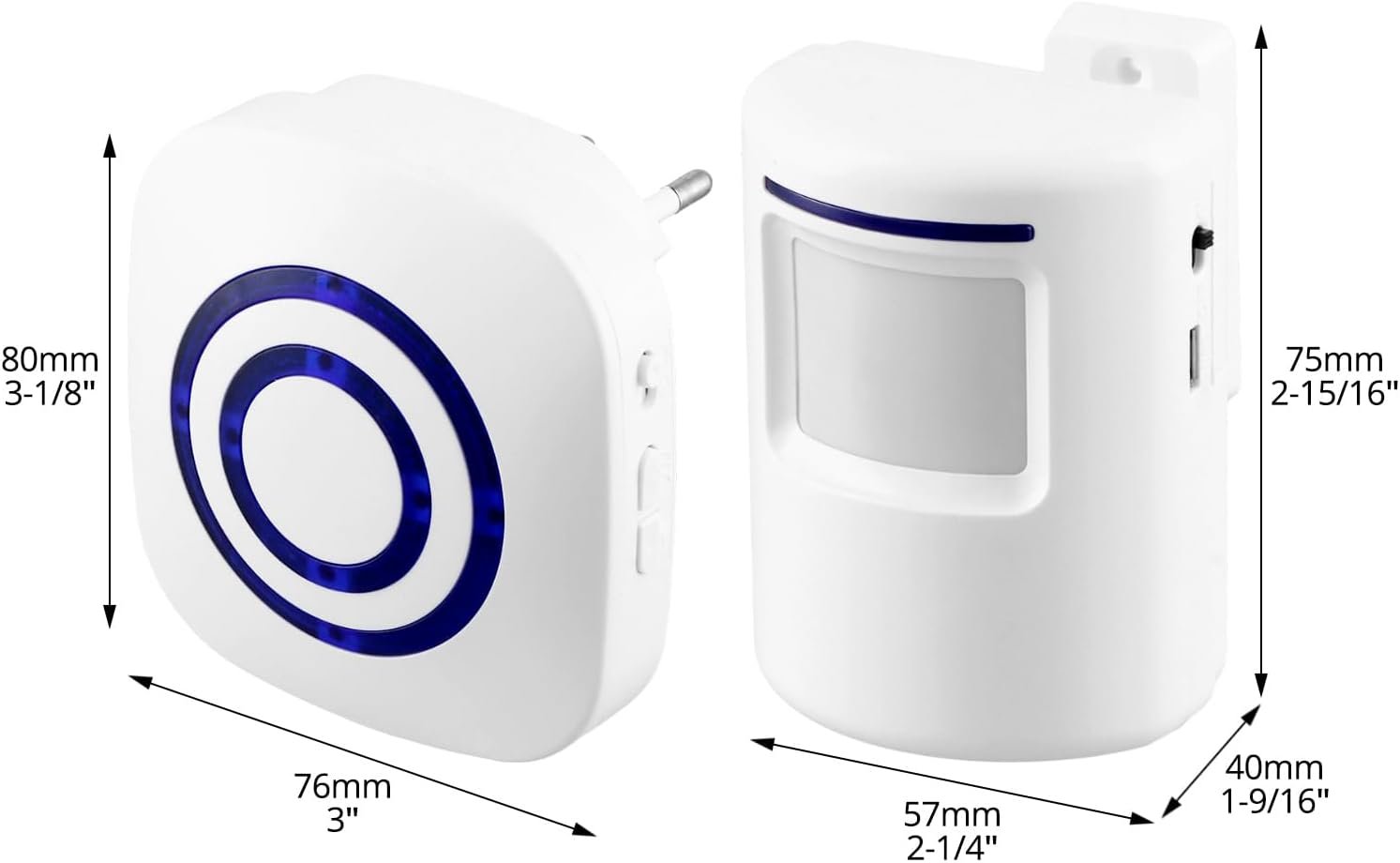 Qwork® Kabelloser Diegangsmelder MIT 38 Klingeltönen, 1 Pir-Bewegungssensor-Detektor und 1 Empfängger, Funkalarmanlage für Laden, Wohnmobil, Zuhause, Garage – Bild 6