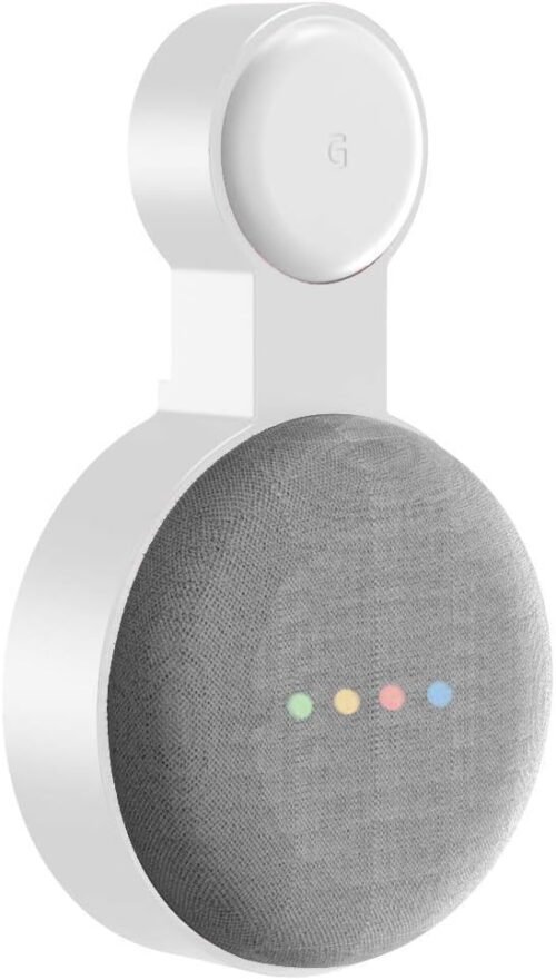 Honecumi Wandhalterung für Google Nest Mini (2. Generation) | Halterung Zauberstab Stänger Halfter für Google Nest Mini Sprachassistent, Kabelmanagement Schnatsparend Steckdosen Stänger-Elegantes Weiß