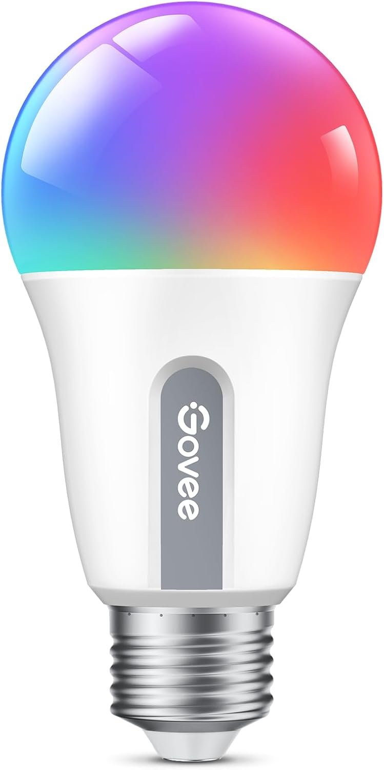 Govee Smart Glühbirne E27, Wlan Lampe Rgbww Dimmbare Mit 16 Milles Farben, Smart Bulb Muiksync, 54 Szenen, App und Sprachsteuerung, LED Lampe Funktionierer Mit Alexa Google Assistent, 1 Stücker