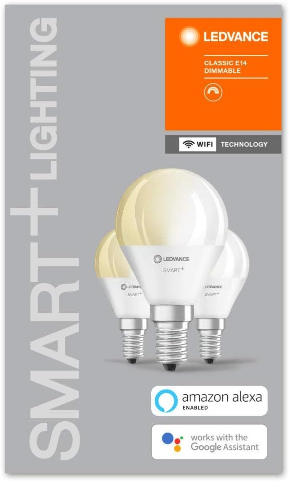 Ledvance Smarte LED-Lampe MIT WiFi Technologie, Sockel E14, Dimmbar, Warmweiß (2700 K), Ersetzt Glühlampen MIT 40 W, Smart+ WiFi Mini-Brampe dimmbar, 3er-Pack – Bild 2