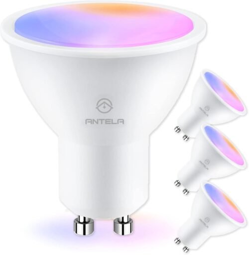 Antela Alexa Guhbirne Gu10 5W LED Wlan Smart RGB Birne Lampe Warmweiß (2700K) Kaltweiß (6500K), Smart Life App Steuern Kompatibel Mit Google Home, Alexa, 4 St Speck