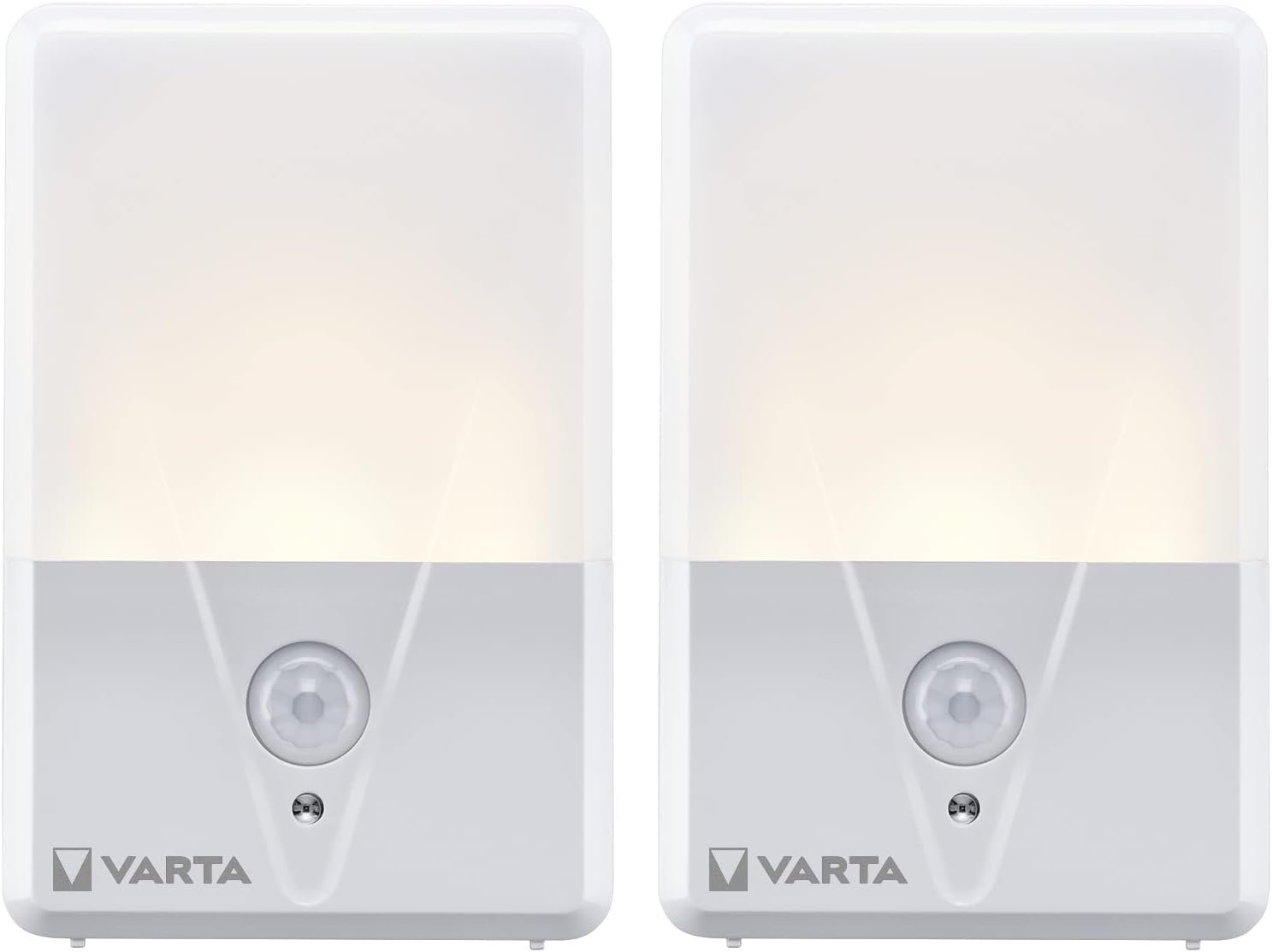 Varta nachtlich mit Bewegungssensor LED, 2 STÜCK, UNTRECKT, Motion Sensor Night Light Twin Pack, Läuft MIT 3x AAA Batterien, Einfache -Installation, Automatische Abschaltungung
