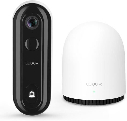 WUUK VIDEO TÜKLINGEL MIT KAMERA, 2K TÜKLINGEL KABELLOS MIT HOMBASE/CHIME, KEINE MONATULE GEBÜHR, 180 TAGE AKKU, 32 GB Lokalspeicher, Dreifache Bewgungserkeennung, 2,4/5G Wlan, Kompatibel MIT Alexa Alexa