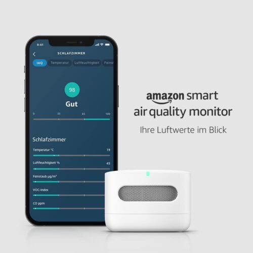Amazon Smart Air Quality Monitor (Neueste Generation) – Smartes luftqualitätsmessgerät von Amazon | Ihre luftwerte im Blick, FunktionTerert Mit Alexa