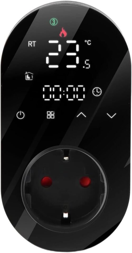 Mincohome Smart Temperatur Controller Outlet WiFi Touchscreen-Plug-in Thermostat-Heizkühlmodus für Dachbodenlüfter/Sumpfkühler/elektrische Unterbodenheizung (Schwarz)