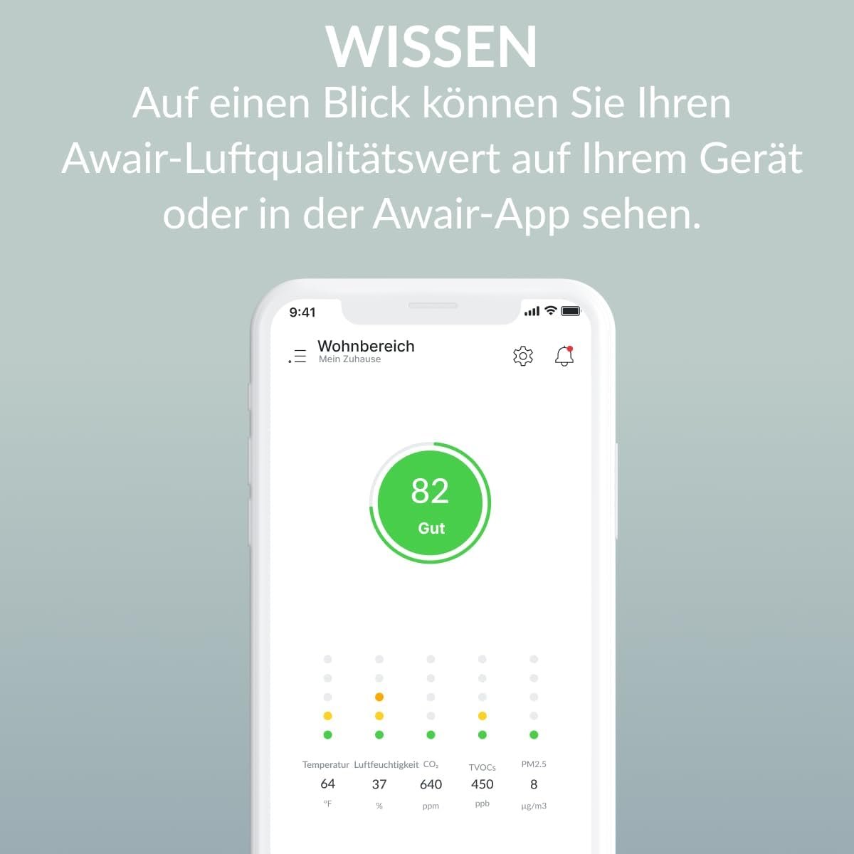 Awair-Element Luftqualität Messgerät, CO2-Sensor, VOC Messgerät, Raumluft-Monitor, Luftqualitätsmesser mit App, Smartter luftqualitaismitor für – Bild 2