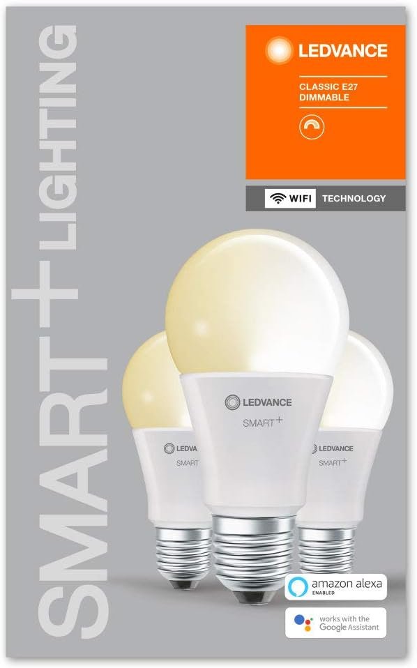 Ledvance Smarte LED-Lampe MIT WiFi Technologie, Sockel E27, Dimmbar, Warmweiß (2700 K), 60W-Ersatz, Smart+ WiFi Classic Dimmable, 3er-Pack – Bild 2