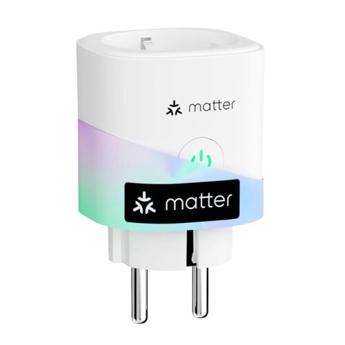 Meross Matter Smart steckdose mit stromverbrauch, wlan steckdose mit stromzähler für balkonkraftwerk, funktionierer MIT Apple Homekit, Alexa und Google, 16a, 1 Stückk