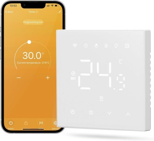 Miucda Smart Thermostat Fussbodenheizung Wasser, Tuya Wifi Heizungsthermostat Smart Digital Digital Raumhermostat Kompatibel Mit Alexa, Google Home