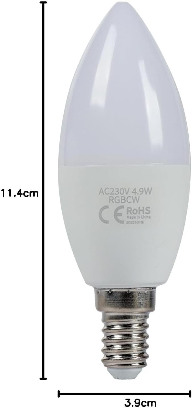 Fitop Alexa Smart Glühebirnen, E14 Wlan LED LAMPEN DIMMBAR Guhbirne 4.9w 470LM, 2700-6500K, RGB 16 MILEN FARBEN, app Steuern Kompatibel Mit Alexa/Google Home, Sprachsteuerung 2 Pack 2 Pack 2 Pack 2 Pack 2 – Bild 8