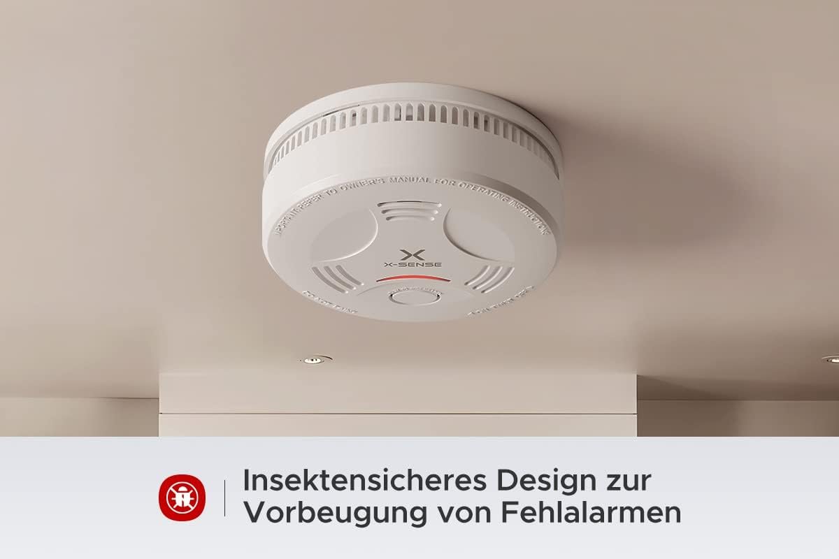 X-Sens Rauchmelder 10 Jahre Batterie, Feuerder Tüv Rheinland Zertifiziert, Rauchwarnmelder MIT Stummschaltung und Selbstest Funktion, SD11, 1er Set – Bild 6