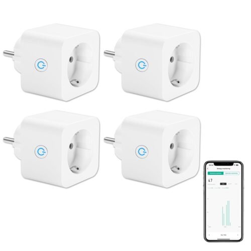 Antela Wlan Smart Steckdose 16a Stromverbrauch Messener Kompatibel Mit Alexa/Google Home, Kinderschutz, Smart Life App, 2,4GHz, 3680W, 4PCS