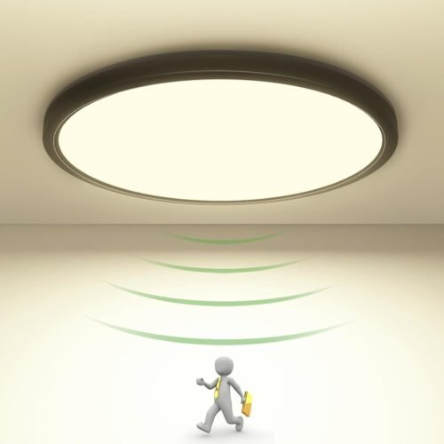 Zemty Led Deckenleuchte mit Radar Bewegungssersor 19w 4000k, Flache Lampe mit Bewegungssor innen, 22 cm 1800 lm Rund Deckon