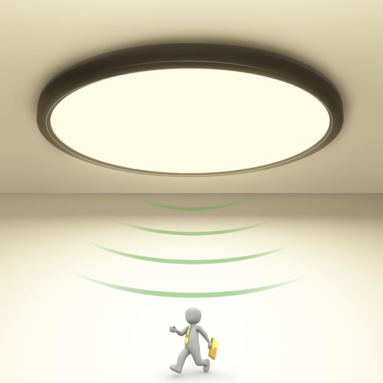 Zemty Led Deckenleuchte mit Radar Bewegungssersor 19w 4000k, Flache Lampe mit Bewegungssor innen, 22 cm 1800 lm Rund Deckon