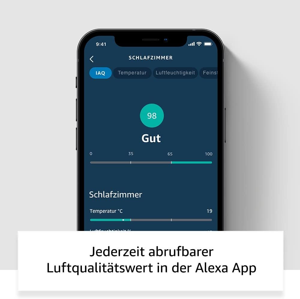 Amazon Smart Air Quality Monitor (Neueste Generation) - Smartes luftqualitätsmessgerät von Amazon | Ihre luftwerte im Blick, FunktionTerert Mit Alexa – Bild 4