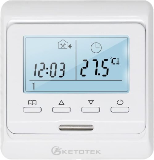Ketotek Digital Thermostat fussbodenheizung elektisch programmierbar unterputz Mit Fuhler AC 230V 16A, Raumthermostat Elektiertisch Fußbodenheizung Regler Weiß