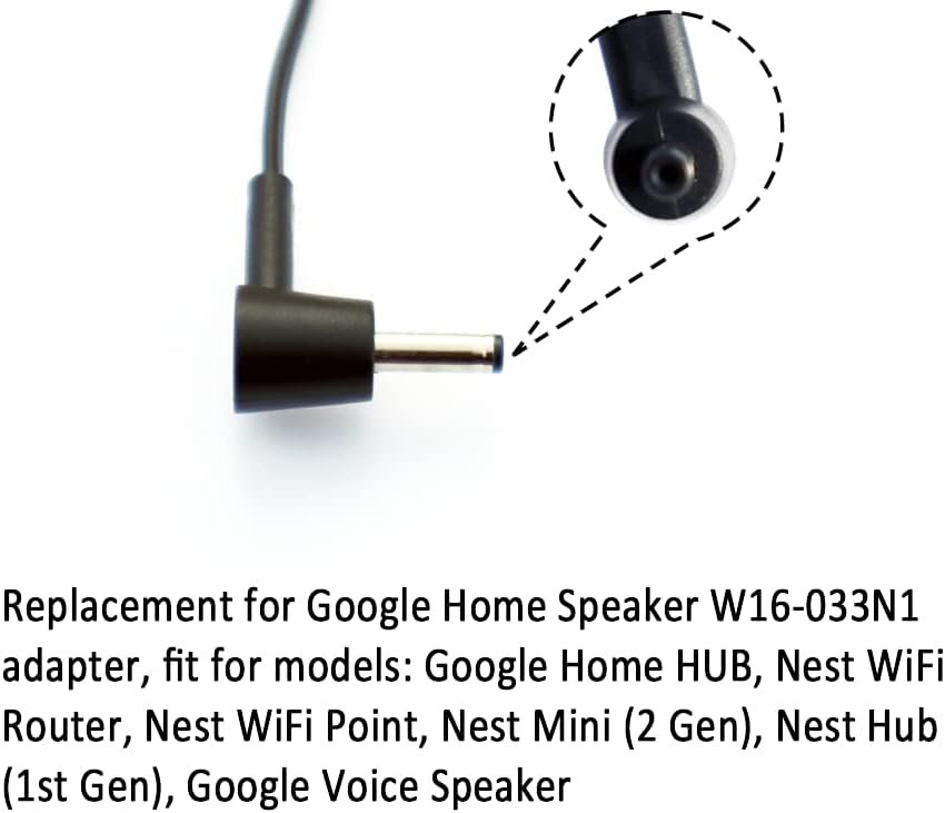 Genießen Sie 16,5 V 2A AC Ladegerät NetzEl Adapter Ladekabel Kompatibel MIT Google Home Hub, Google-Sprachlautsprecher, Nest WiFi, Nest Mini (2 Gen), Nest Hub (1. Generation), Erersetzt W16-033N1 – Bild 3