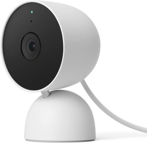 Google Nest Cam (Indoor, MIT Kabel) überwachungskamera für Zu hause – Intelligente überwachungskamera, Schnee, GJQ9T, Schnee, 1 Stück (1er Pack)