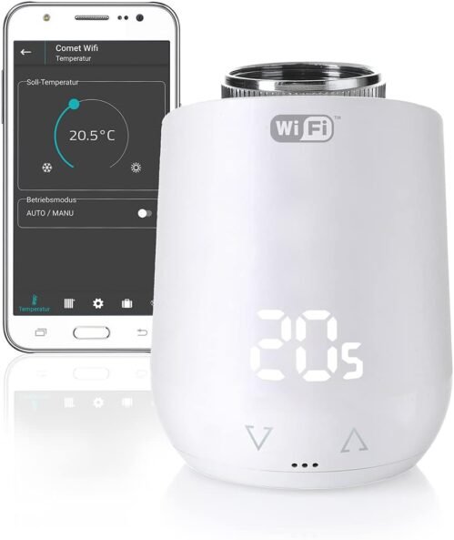 Eurotronic 700200 Comet WiFi 2021 Heizkörperthermostat (Hienen pro Wlan, MIT Alexa Kompatibel, Thermostat zur Regulation Deraumtemperatur von Unterwegs, Smart Home Zubehör Zum Sparen Von Heizkosten)