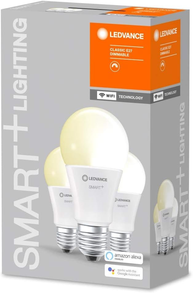 Ledvance Smarte LED-Lampe MIT WiFi Technologie, Sockel E27, Dimmbar, Warmweiß (2700 K), 60W-Ersatz, Smart+ WiFi Classic Dimmable, 3er-Pack – Bild 3