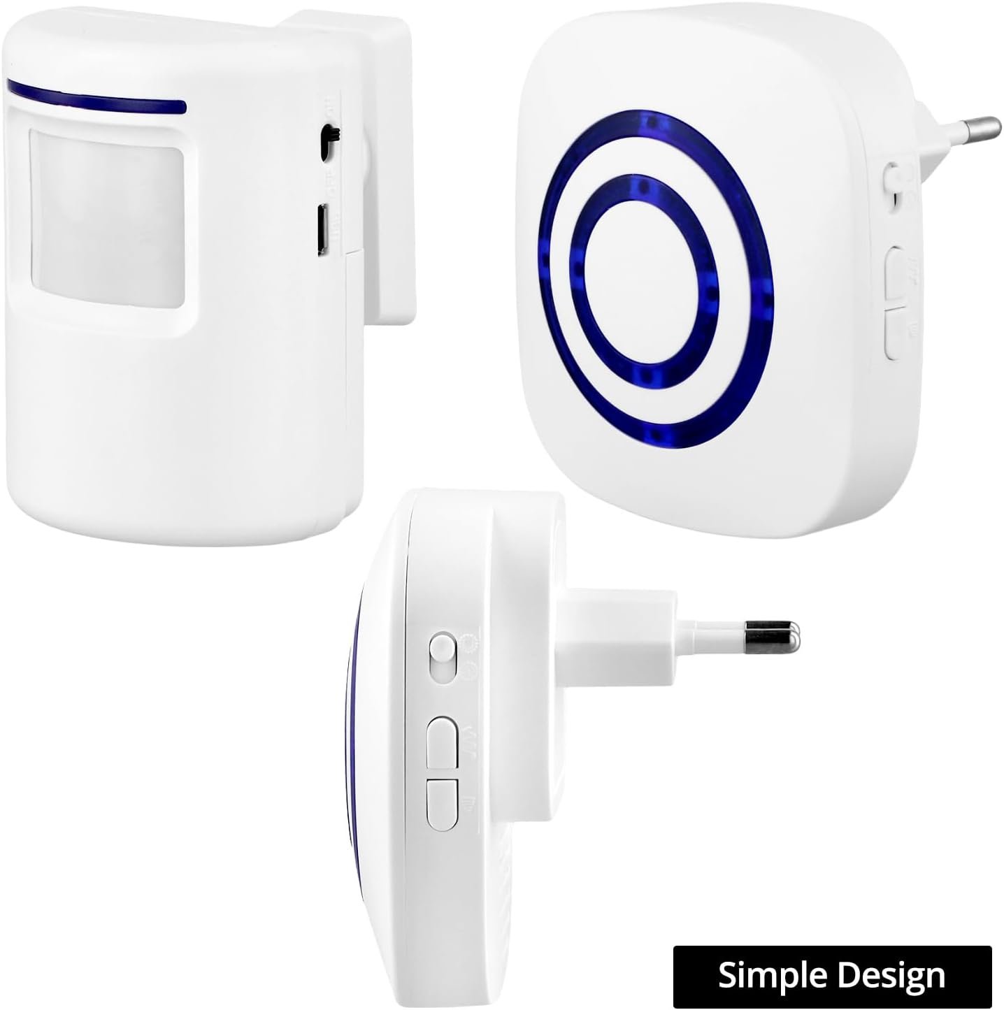 Qwork® Kabelloser Diegangsmelder MIT 38 Klingeltönen, 1 Pir-Bewegungssensor-Detektor und 1 Empfängger, Funkalarmanlage für Laden, Wohnmobil, Zuhause, Garage – Bild 3