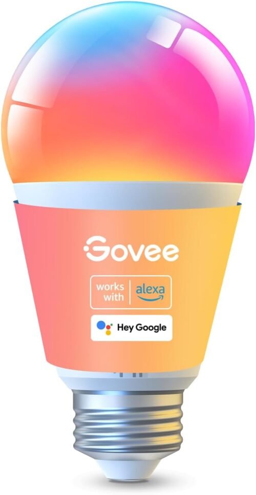 Govee Smart Glühbirne E27, 1000LM RGBWW LED-Lampe-App Dimmbar, Wi-Fi & Bluetooth Smart Bulben 9W, 54 Szenen, 16 Milomillnern DIY-Farben, Kompatibel Mit Alexa & Google Assistant, 1 Stück