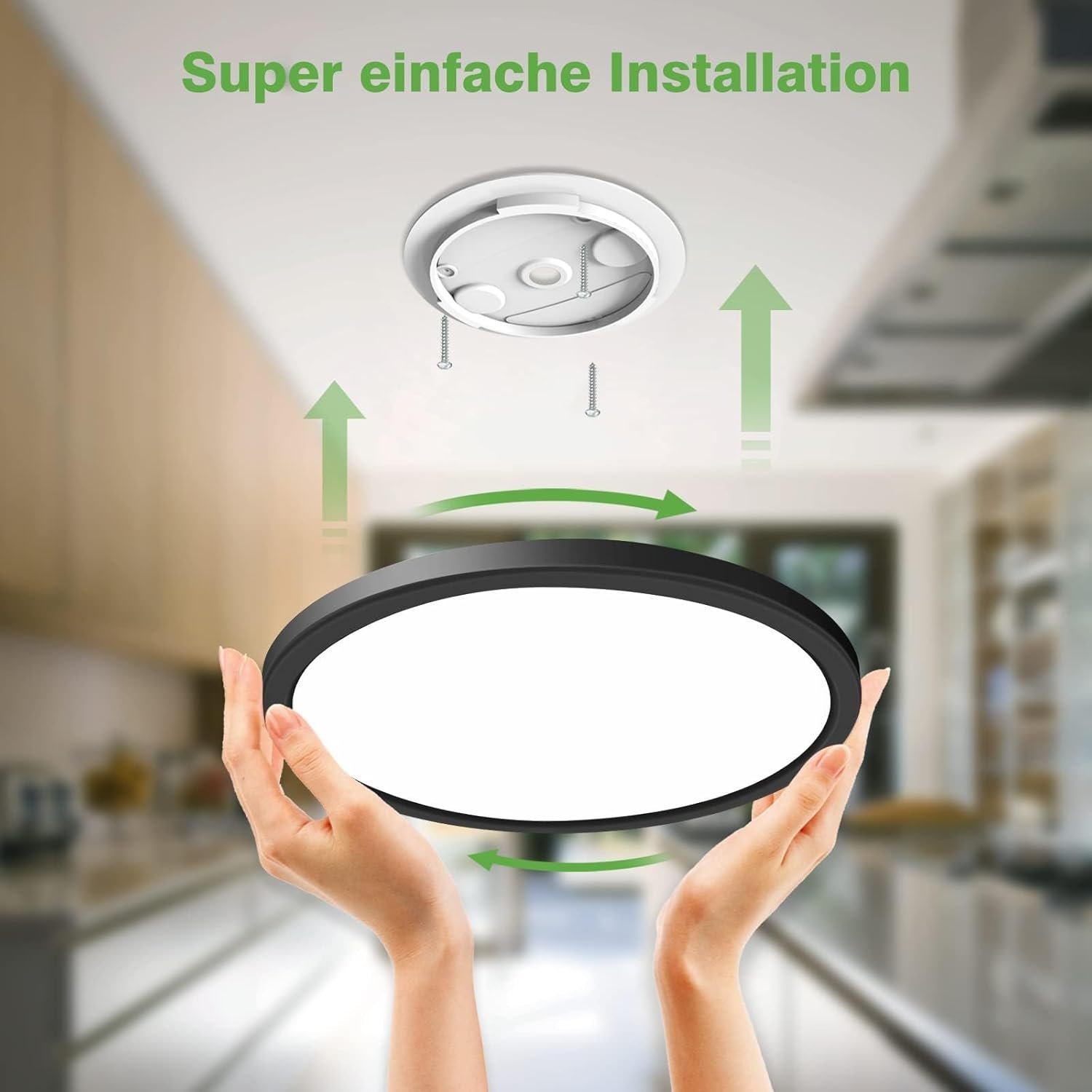 Zemty Led Deckenleuchte mit Radar Bewegungssersor 19w 4000k, Flache Lampe mit Bewegungssor innen, 22 cm 1800 lm Rund Deckon – Bild 7