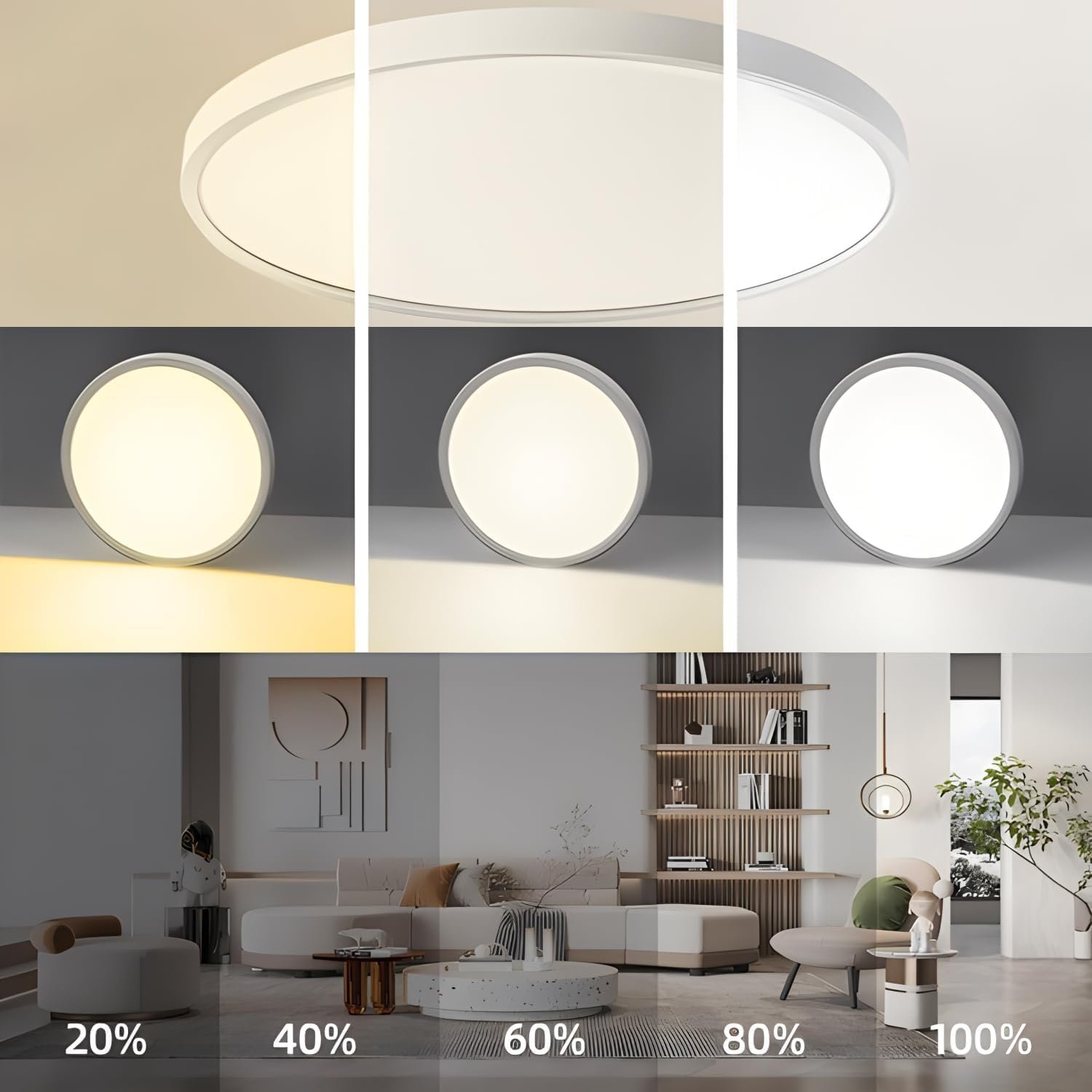 Ourloveii 30W Led Deckenleuchte Smart Home 30cm Rgb Deckenlampe Rund Dimmbar Mit Fernbedienung Mit Steeuerbar über App Farbwechsel Kompatibel Mit Alexa und Google Assistent Wohnzimmer, Weiß – Bild 8