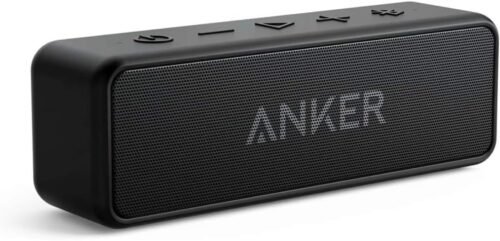 Anker Soundcore 2 Bluetooth Lautsprecher, enormer MIT Duuen Bass-Trebibern, 24H Akku, Verbesserter IPX7 Wasserschutz, Kabelloser, für iPhone, Galaxy Usw. (Schwarz)