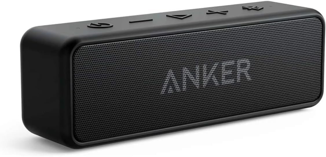 Anker Soundcore 2 Bluetooth Lautsprecher, enormer MIT Duuen Bass-Trebibern, 24H Akku, Verbesserter IPX7 Wasserschutz, Kabelloser, für iPhone, Galaxy Usw. (Schwarz)