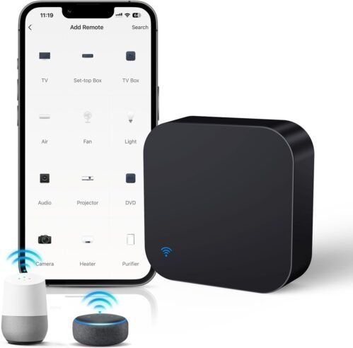 Panamalar Smart ir-fernbedienung für ir & rf geräte, wifi Universal Control Hub Kompatibel Mit Alexa/Timer, Smart-Home AutomatiRierung für TV/Lampe/Klimaanlage/Vorhänge/Ventilator (Black-1PCS)