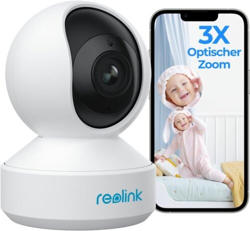 Reolink 5MP PTZ WLAN Überwachungskamera Innen, 2,4/5 GHz WiFi Baby Monitor mit Mensch/Haustiererkennung, Auto-Tracking, 3X Optischem Zoom, Heimüberwachungskamera für Ältere Kids, 2-Wege-Audio, E1 Zoom
