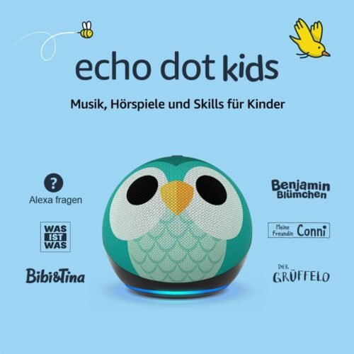 Echo Dot (Neueste Generation) Kinder | Intelligenter wlan- und bluetooth-lautsprecher MIT Alexa | 1 Jahr Amazon Kids+ inklosiv | Eulen-Design