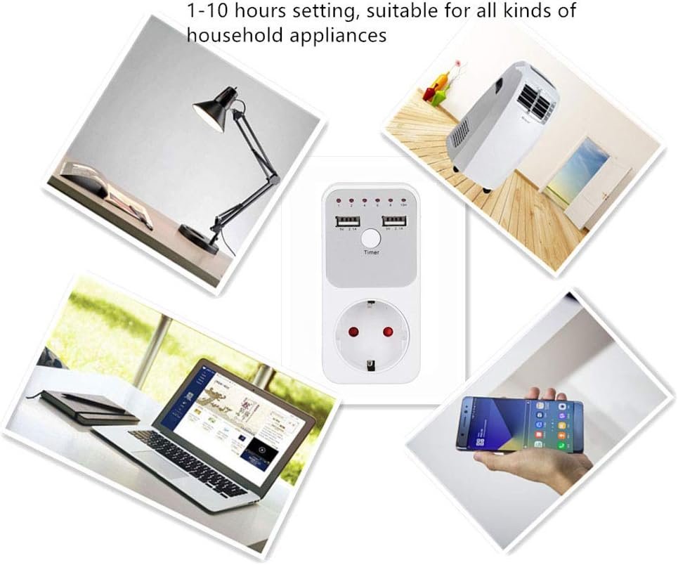 180 ~ 260V 13A USB Smart Digital Countdown-Buchse MIT 2 USB-Anschlussstecker, 1-10 Stunden Countdown-Zeit Energieeinsparung Fe¹r Computer, Telefonladeger? T, Innerbeleuchtung, Herde (EU-Plug) – Bild 4