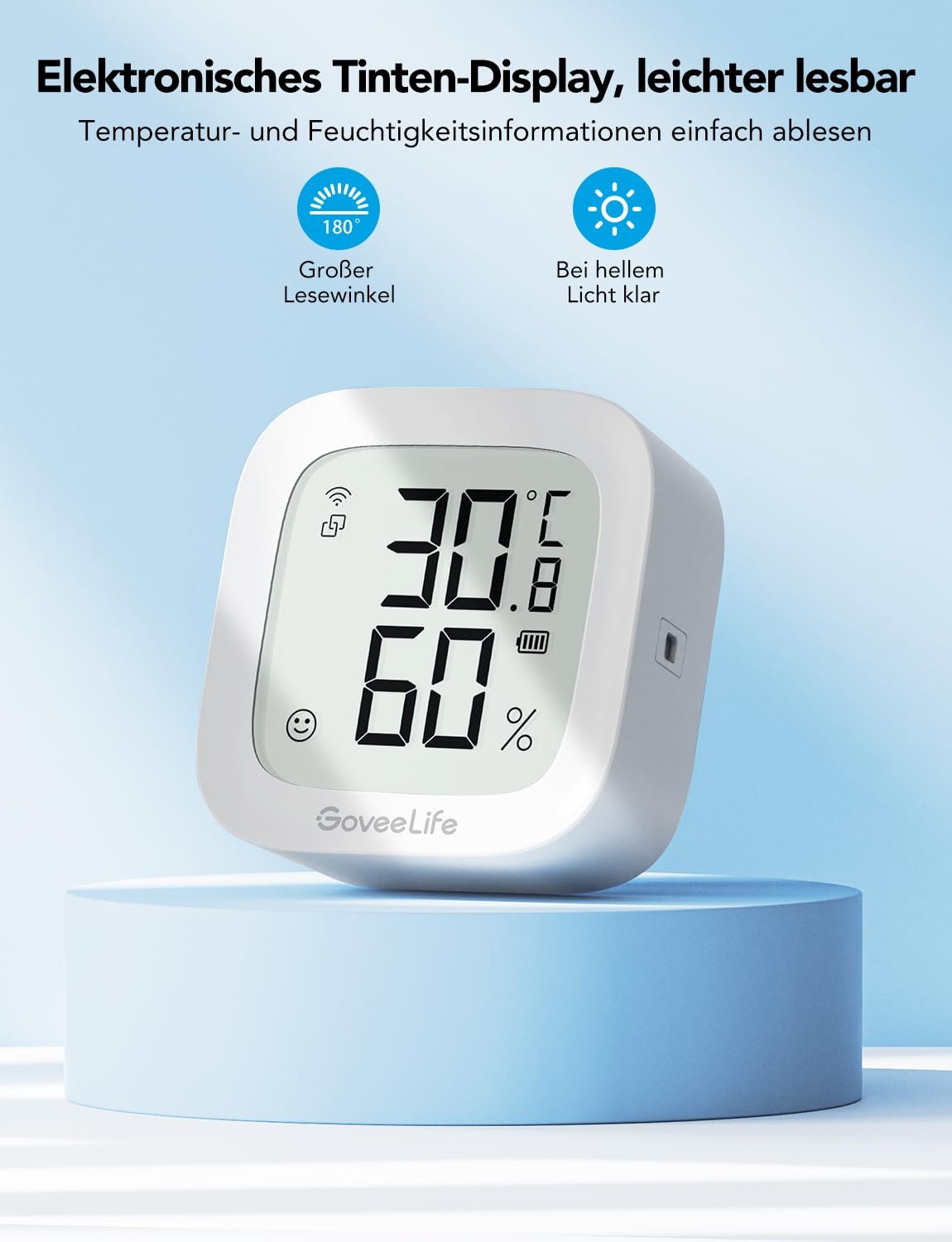 Goveelife Wlan Hygrometer Thermometer, digitale Temperatur und Luftfeuchtzeitsmesser innen MIT App Benachrichtigungs Alarm & Datenspeicherung, Fernkontrolle Geeignet für Schlaftzimmer, Weinkeller – Bild 3