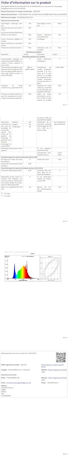 Aigostar Mesh-Smart Lamp Bluetooth Mesh A60, 6W 806LM Smart Bulb Dimbarar CCT 2700K-6500K, Vintage-Filamentlampe LED SLIMME COMPATIBEL MET Alexa/Google Home, 6 Stuks (Met Bluetooth-Afstandsbediening) – Bild 11